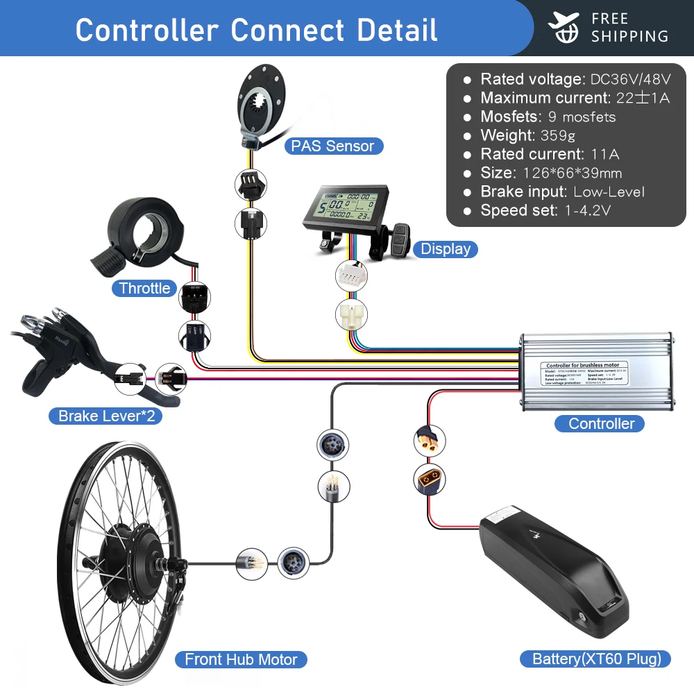 Electric Bike Conversion Kit 36V48V 500W Brushless Gear Front Wheel Hub Motor 20 24 26 27.5 28 29 Inch 700C For Ebike Motor Kit