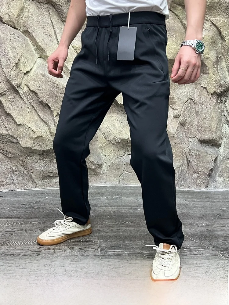 

High-End Men's Outdoor Fce-Lined Casual Pants 3D Tailoring Sl Heat-Sed Straight Leg mid Waist Busin Casual