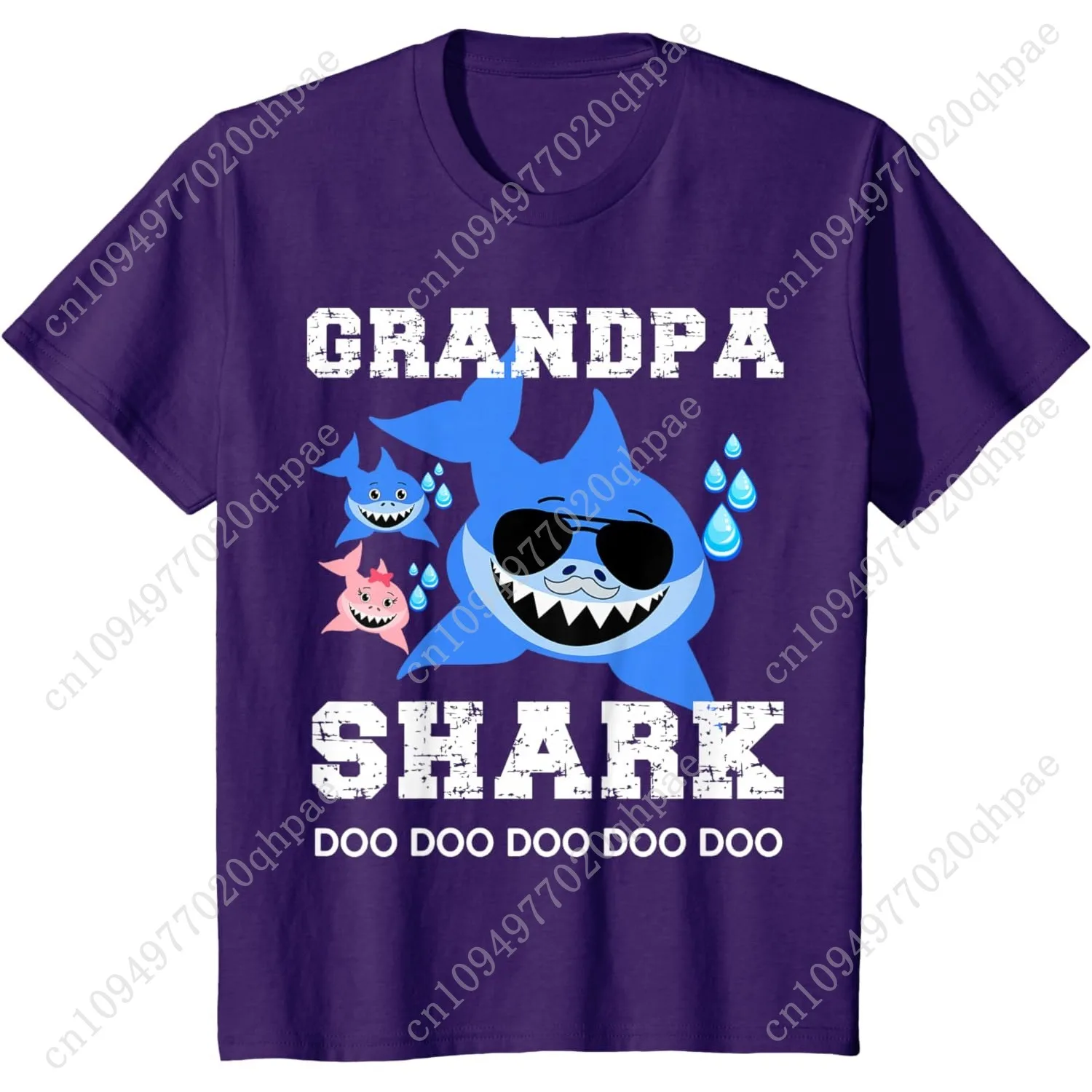 Grand-père requin hommes enfants femmes famille correspondant fête des pères T-Shirt