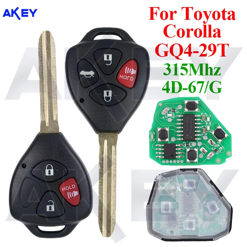 GQ4-29T Entry Wireless Car Key 315Mhz For Toyota Corolla Venza 2010 2011 2012 2013 2014 2015 Transponder 314Mhz 4D 67 G Chip