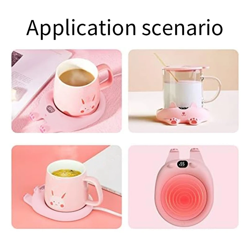 Cup Warmer, Cute, Coffee Warmer, Thermal Coaster, 3 Adjustable Temperatures, Up to 75° Heat, Heat Retention US Plug-A55K