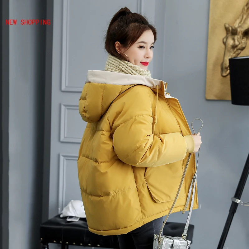 Winter Thick Hooded Jackets Short Women  Fashion Korean Style Warm Parka Oversized Loose Female Coats Outwear Manteau Femme