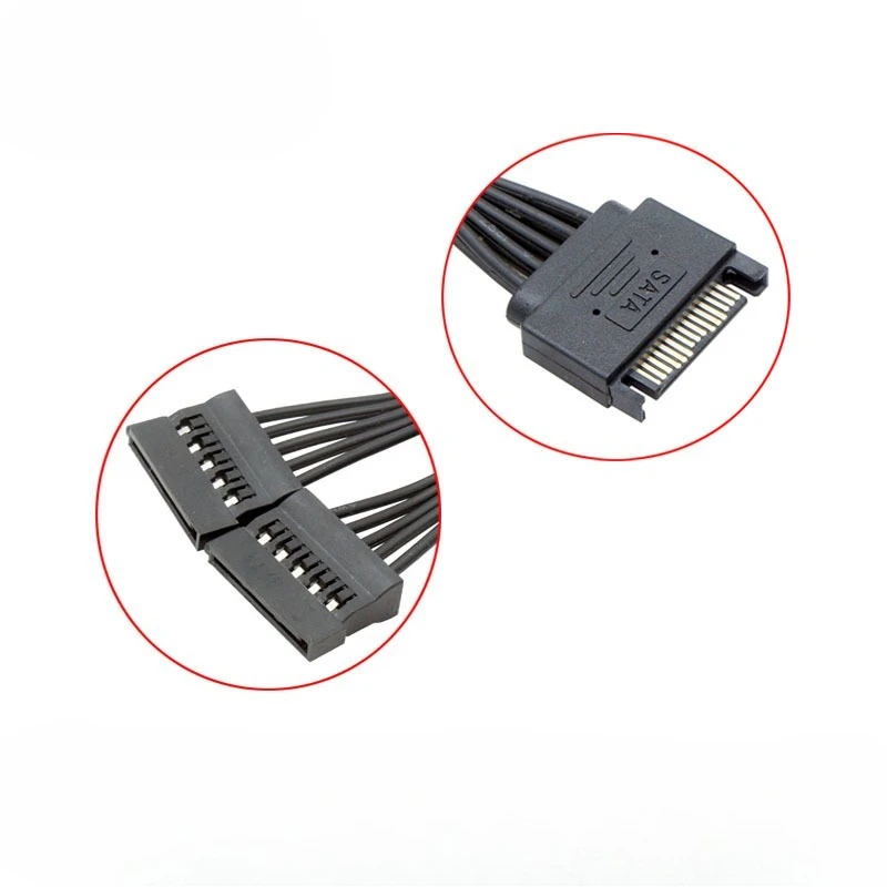 Sata Power Splitter Cable SSD HDD Hard Power Cable Sata 15 Pin Male To 2 Female Power Y-Splitter Extension Cable