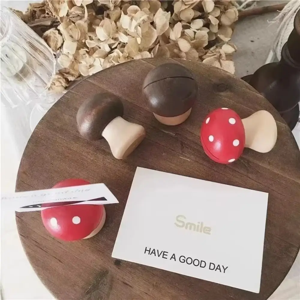 Cute Wooden Mushroom Note Holder Cartoon DIY Business Card Holder Space Saving Congratulation Cards Holder