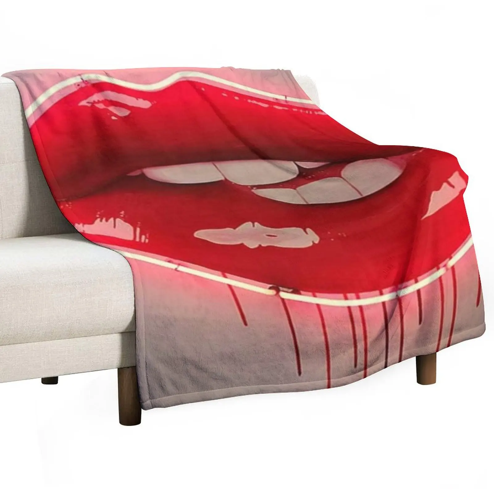 Neon Lip Biting Throw Blanket Luxury Brand Winter beds blankets and throws Soft Beds Blankets