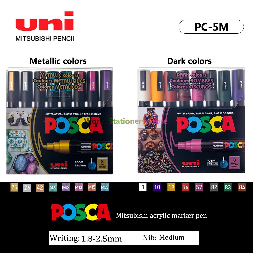 

New UNI POSCA Marker Set Graffiti PC-5M POP Advertising Poster Pen Drawing Hand-drawn Art Supplies Plumones Rotuladores