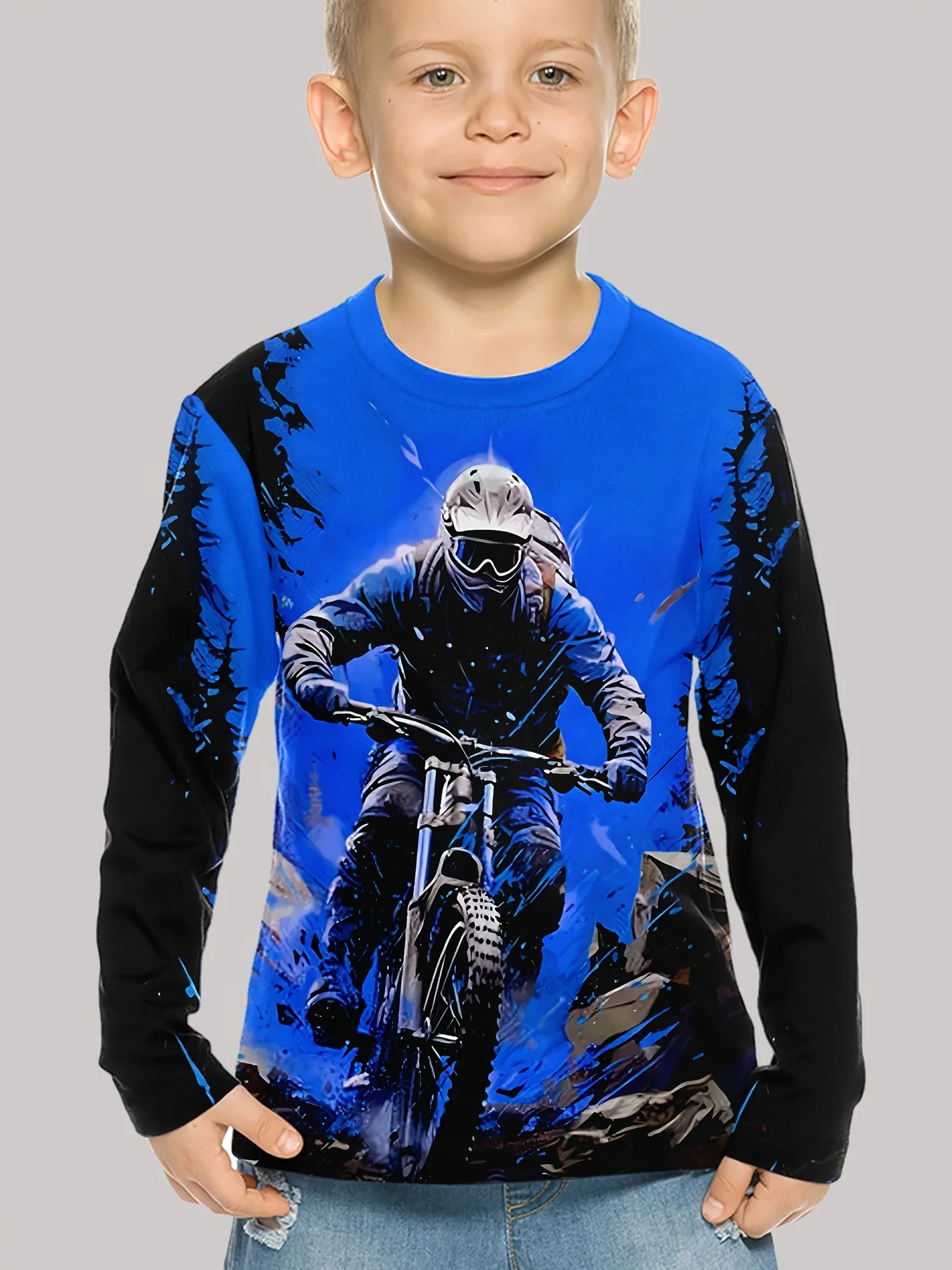 AliExpress NONE 2025 Kids Clothes Boys Tshirt Long Sleeve 3D Dirt Bike Print Kids Clothes Casual Children Clothes Girl Pullover Top Boys Clothes