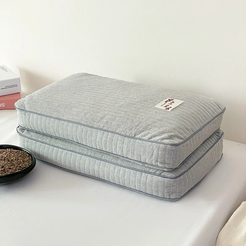 2PCS solid color new height adjustable whole buckwheat filled Korean polished simple summer pillow