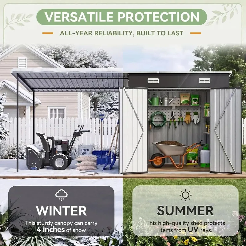 14x6FT Outdoor Storage Shed & Hardtop Gazebo Combo | 7'x6' Lean to Metal Garden Shed+6.3'x6' Pergola, 2-in-1 Bike, Customized view 6