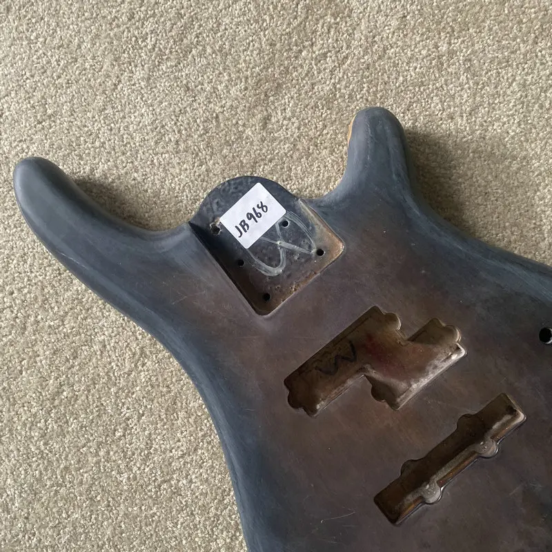 JB968 Brown Color Active Pickups Electric Bass Body in Solid Wood for PJB Bass Guitar Replace and DIY 5 or 6 Strings Version