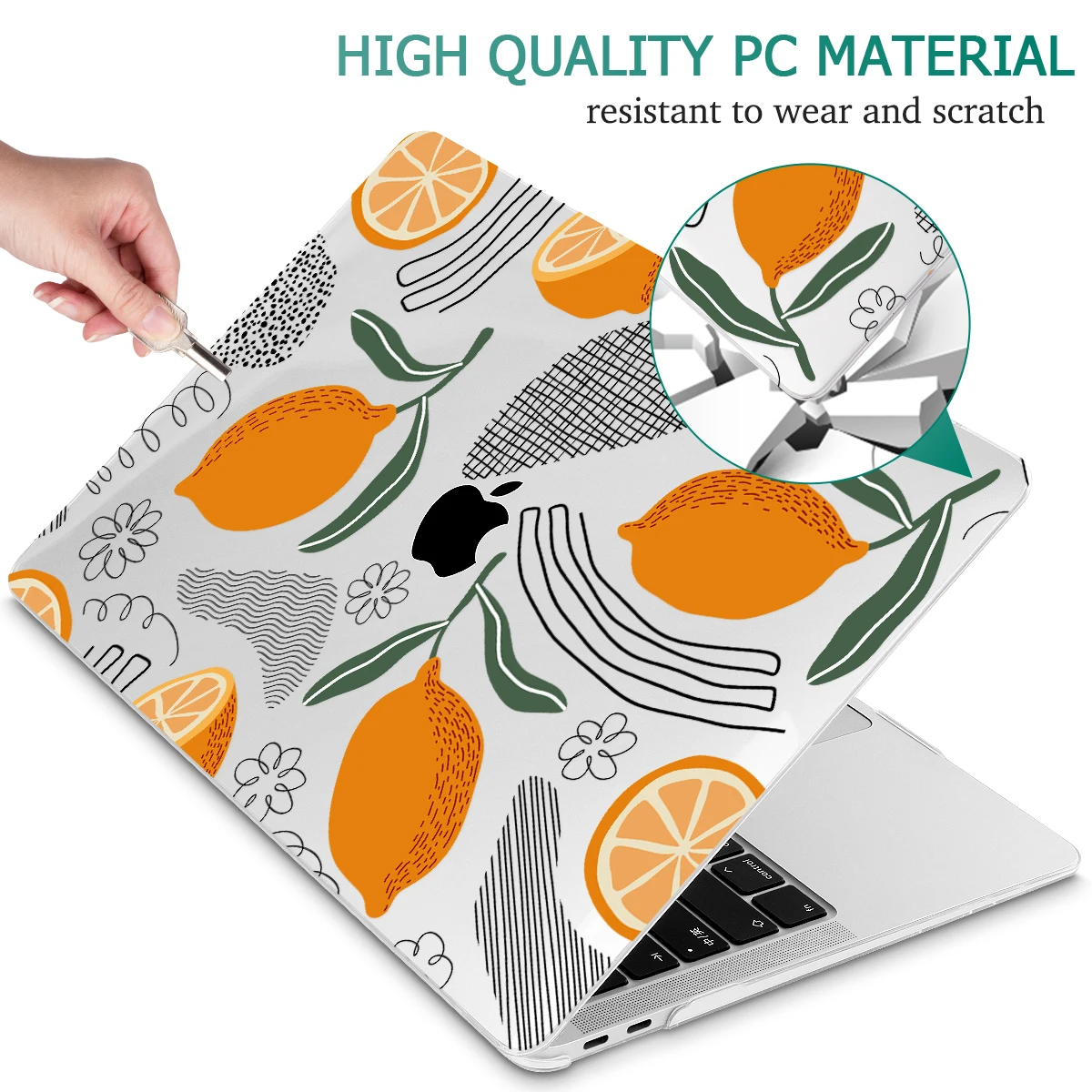 Orange crystal print case for MacBook Air Pro M1 M2 A2681 A2941 Air 15 Pro13 14 16 A2780 A2442 A2338 M1 A2337 Retina A1502 A1534