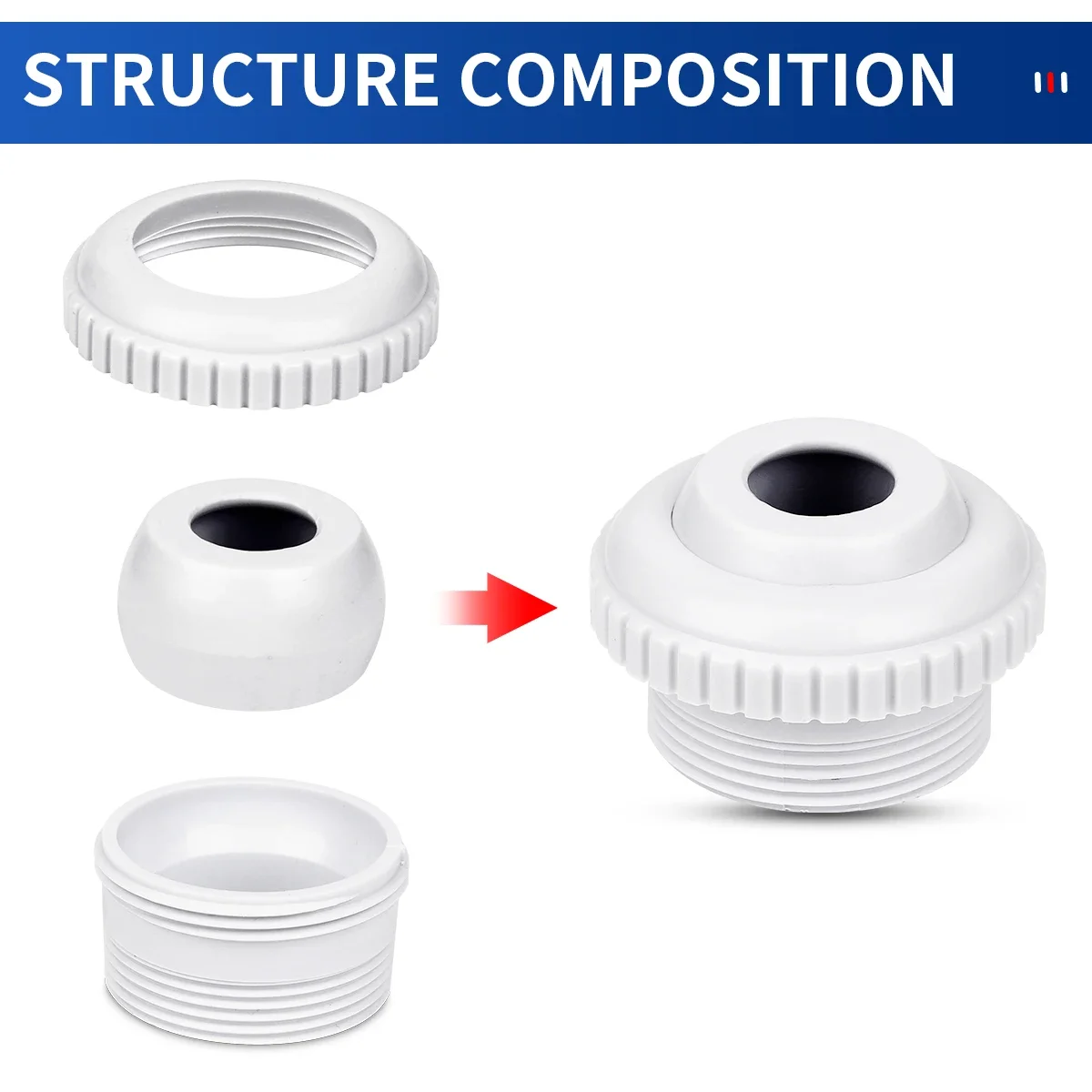 3/2/1PCS Swimming Pool Spa Return Jet Spout Adjustable Water Inlet Outlet Massage Nozzle Bathtub Pipe Connector Pool Accessories
