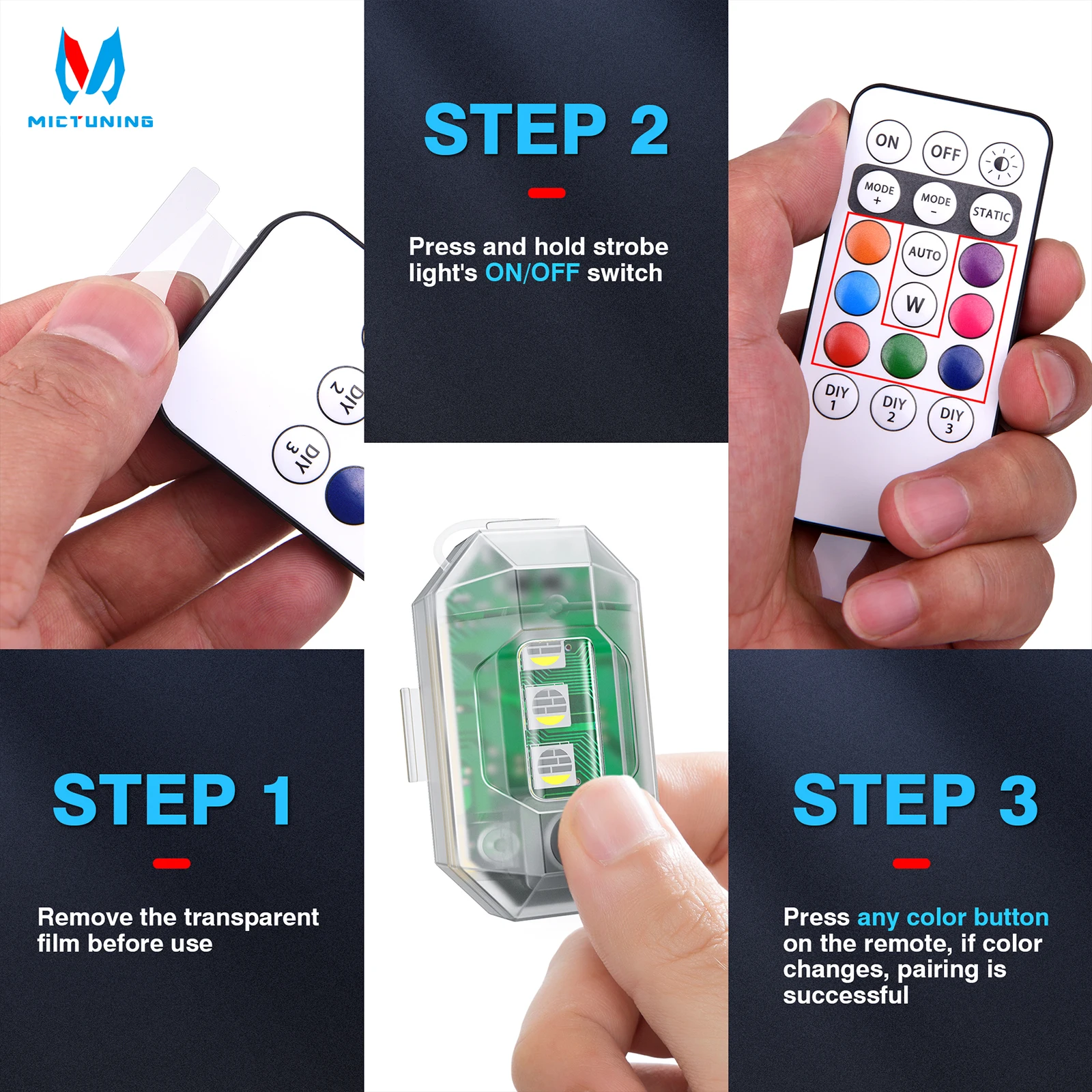 Flash LED sans fil avec télécommande, voyant d'avertissement d'urgence étanche, chargement USB adapté aux voitures, motos, vélos