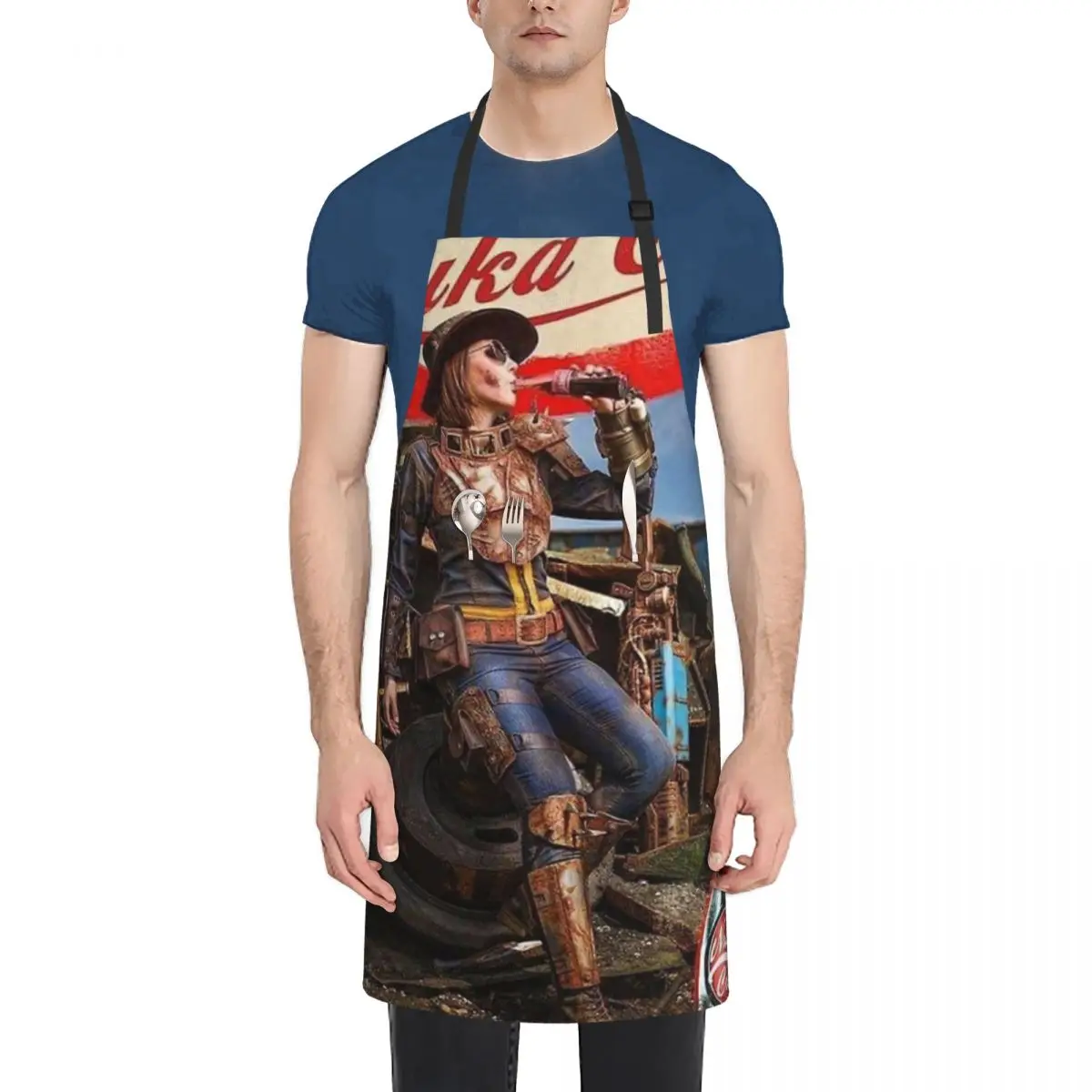 Enjoy A Nuka Cola Waterproof Kitchen Apron For Women/Men With Pockets Work Restaurant Shop Waiter Work Uniform