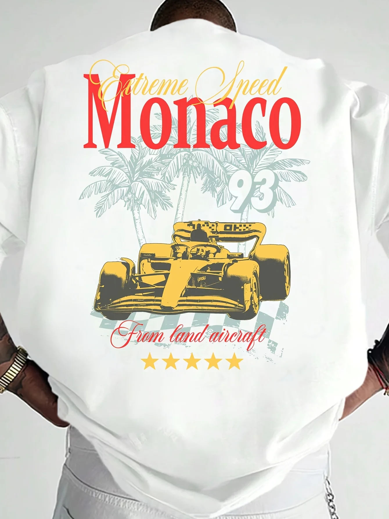 Printed Design Not Textured Men's Vintage Racing Pattern Print T-Shirt Monaco 236.22 Cm