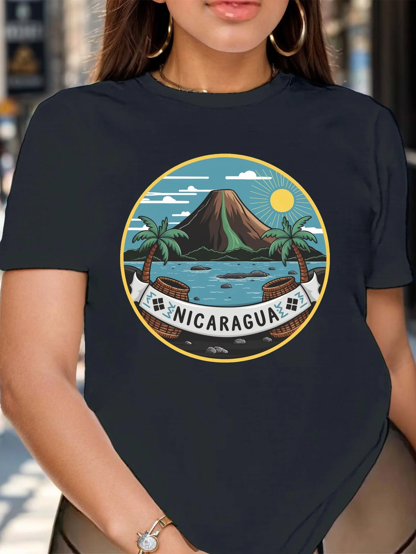 بركان NICARAGUA المرأة مريح تي شيرت قصير الأكمام طاقم الرقبة رداء علوي غير رسمي الصيف الربيع الملابس النسائية #3