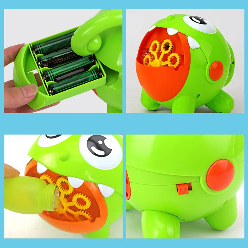 Automatische Seifenblasenmaschine, kabellos, Cartoon-förmiger Seifenblasenhersteller und Gebläse, wiederaufladbares USB-Babybadespielzeug für Kinder