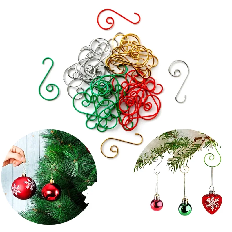 20Pc S-Shaped Christmas Hook DIY Christmas Tree Pendant Four Colors Christmas Doll Hook New Year Festival Decoration Accessories