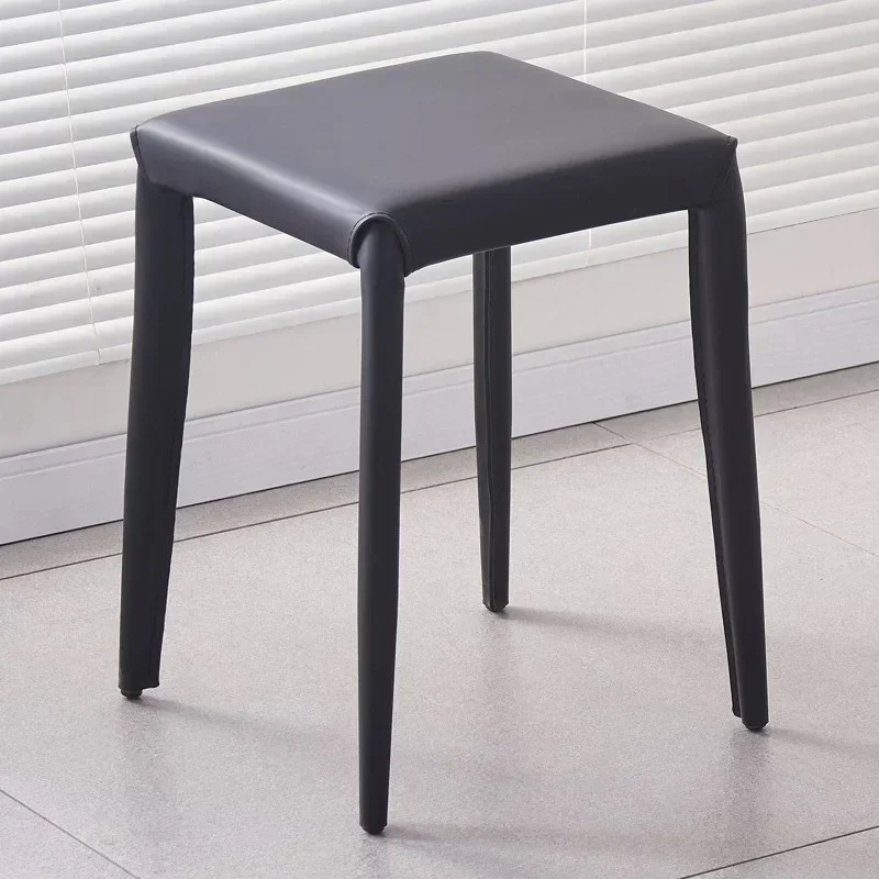 

Small Iron Hotel Dining Stools Modern Luxury Thickened Soft Bag Stools Stacked Living Room Dressing Tabure Home Furniture