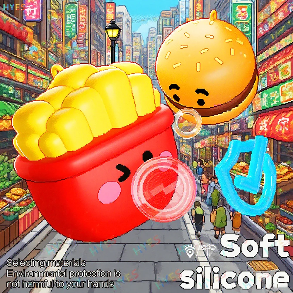 Zabawki sensoryczne dla dzieci HYES, urocze zabawki w kształcie jedzenia z motywami z kreskówek, zabawka z pęcherzykami do ściskania, redukująca niepokój, zabawka do wypluwania bąbelków, prezenty na Boże Narodzenie i święta.