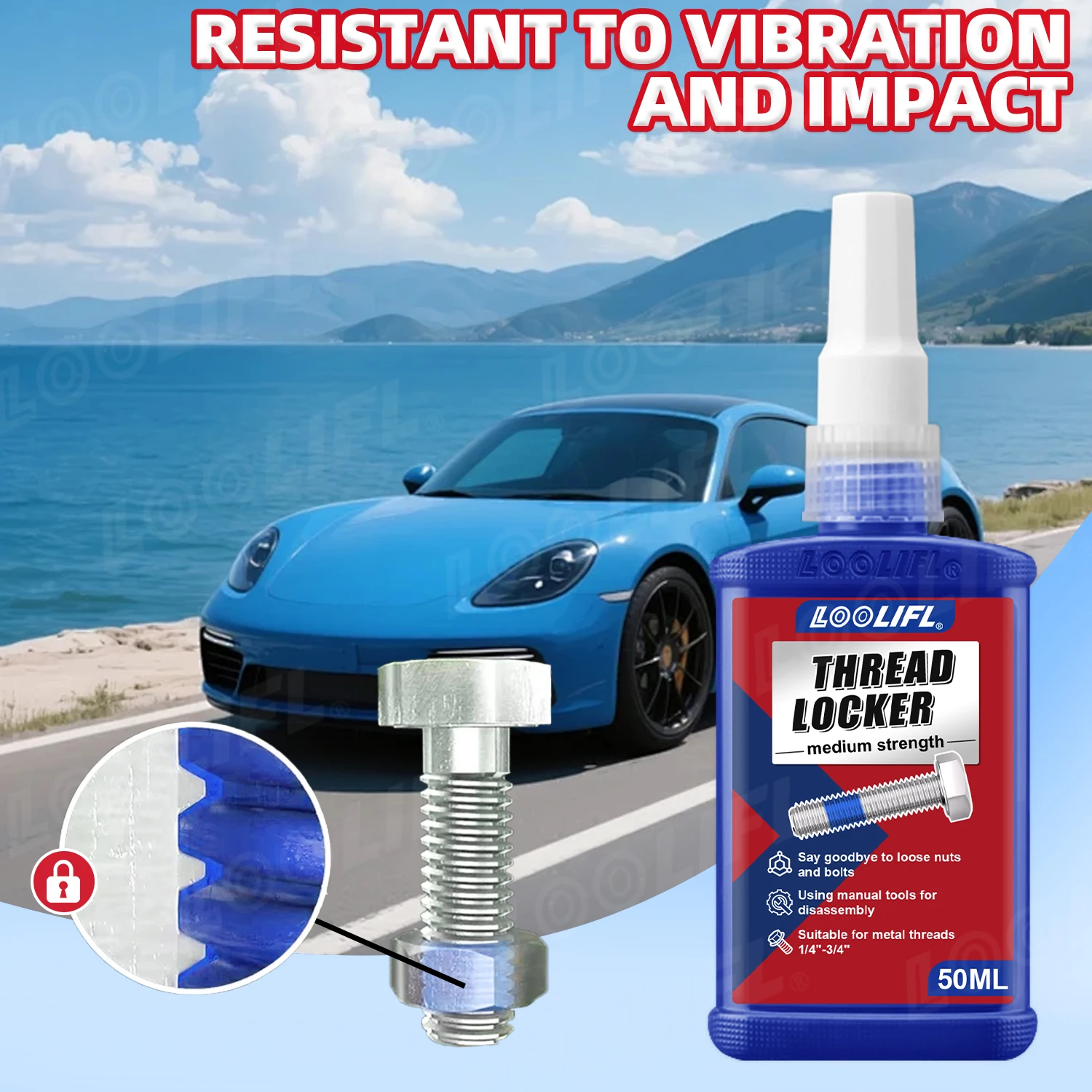

Thread locking adhesive, fast curing, medium strength, detachable, oxygen free adhesive, corrosion-resistant and anti loosening