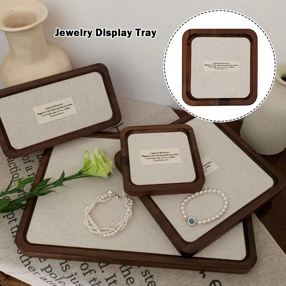 الجوز الملونة علبة مجوهرات خشبية تصميم الرجعية خشب متين حلقة عرض صينية مادة خشبية نمط الحد الأدنى #5