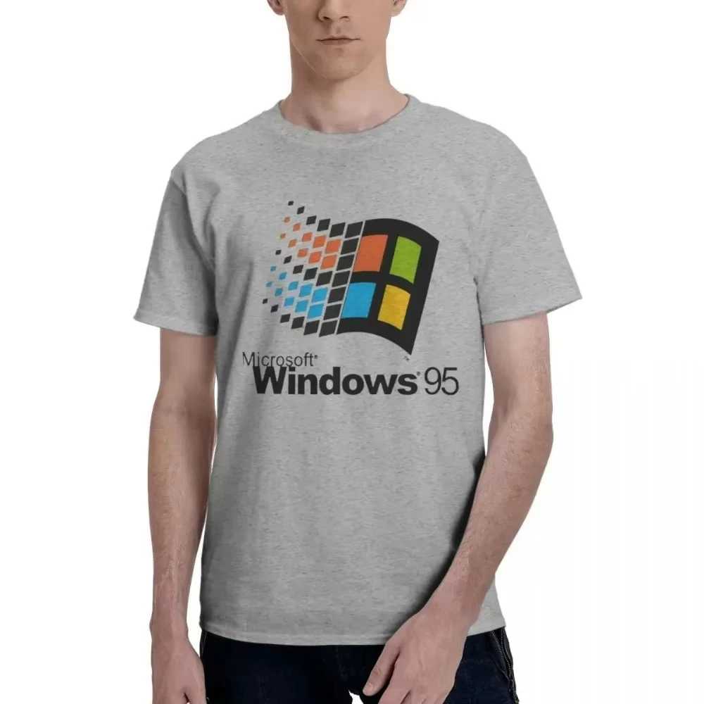 Windows 95 Graphic Men‘s T-Shirt Women's Tee 100% Cotton Windows XP Classic Computer System Print Pattern Oversize Tee