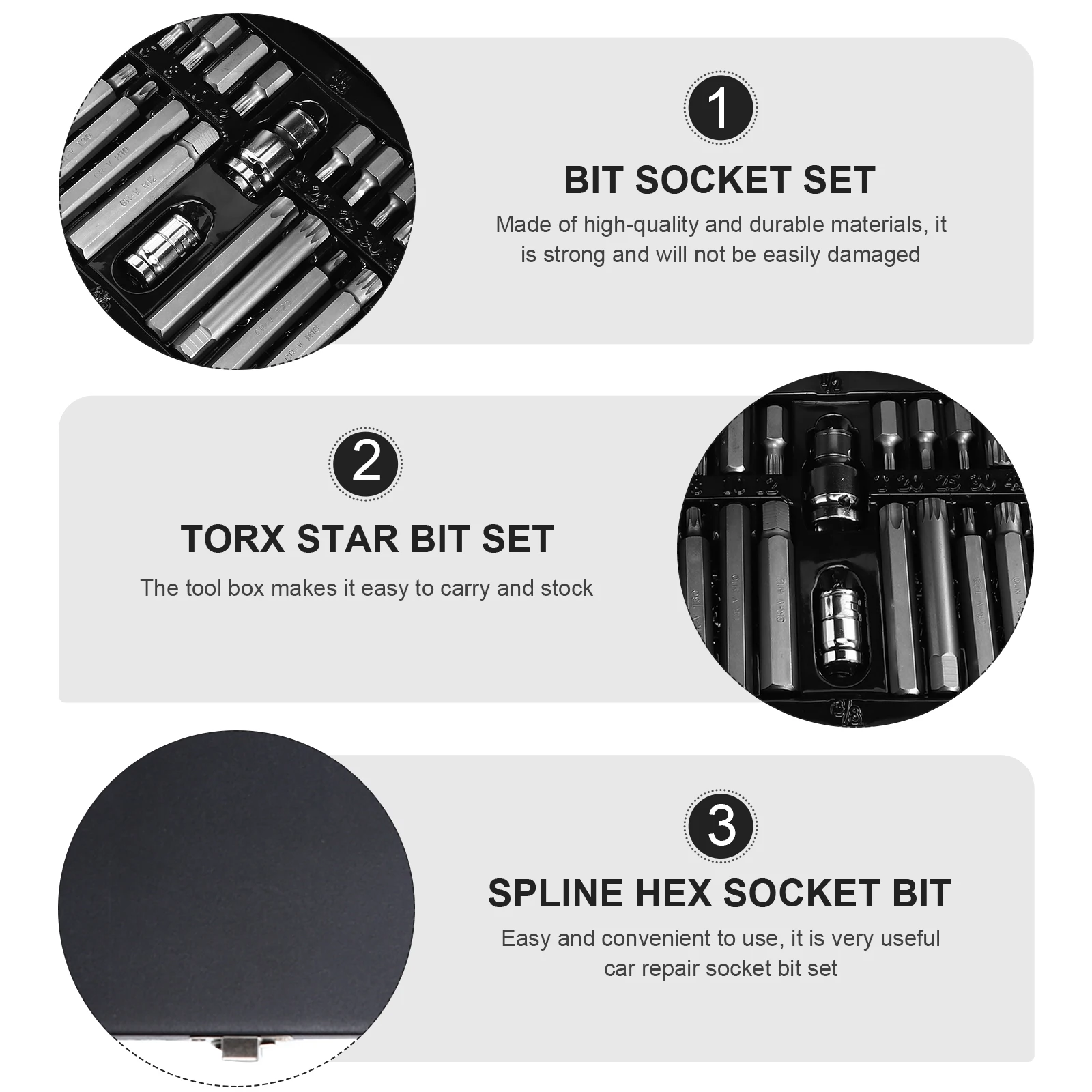 

40pcs Star Socket Set S2 Steel Hex Star Bit Set Screwdriver Bits Tools Car Bike Repair Durable Storage Box