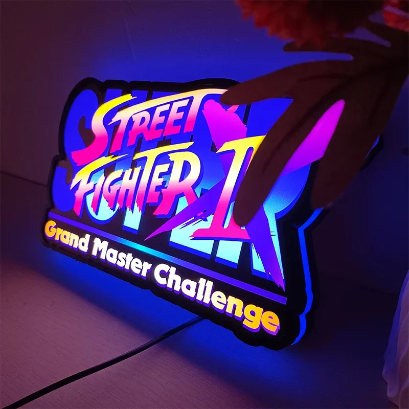 Street Fighter Logo Lightbox 3D Print Light Box Wall Decor For Gaming Room Personalized Gift Hanging Kids Adults Nightlights