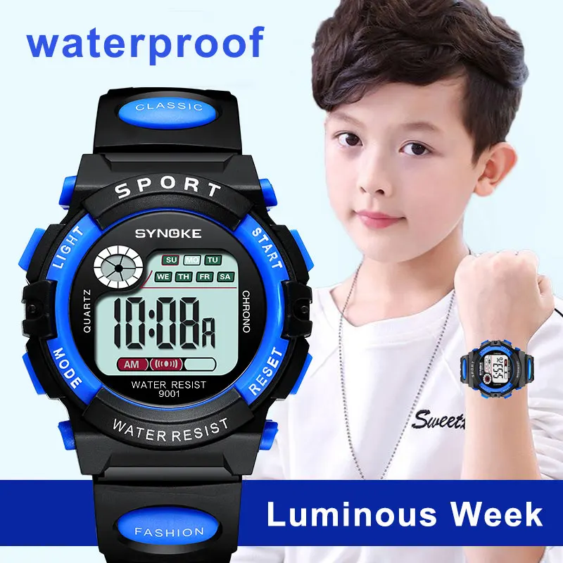 Electronic Children\'s Watch Student Sport Watches Colorful Sport LED Digital Clock 3ATM Waterproof Alarm WristWatch for Boy Girl