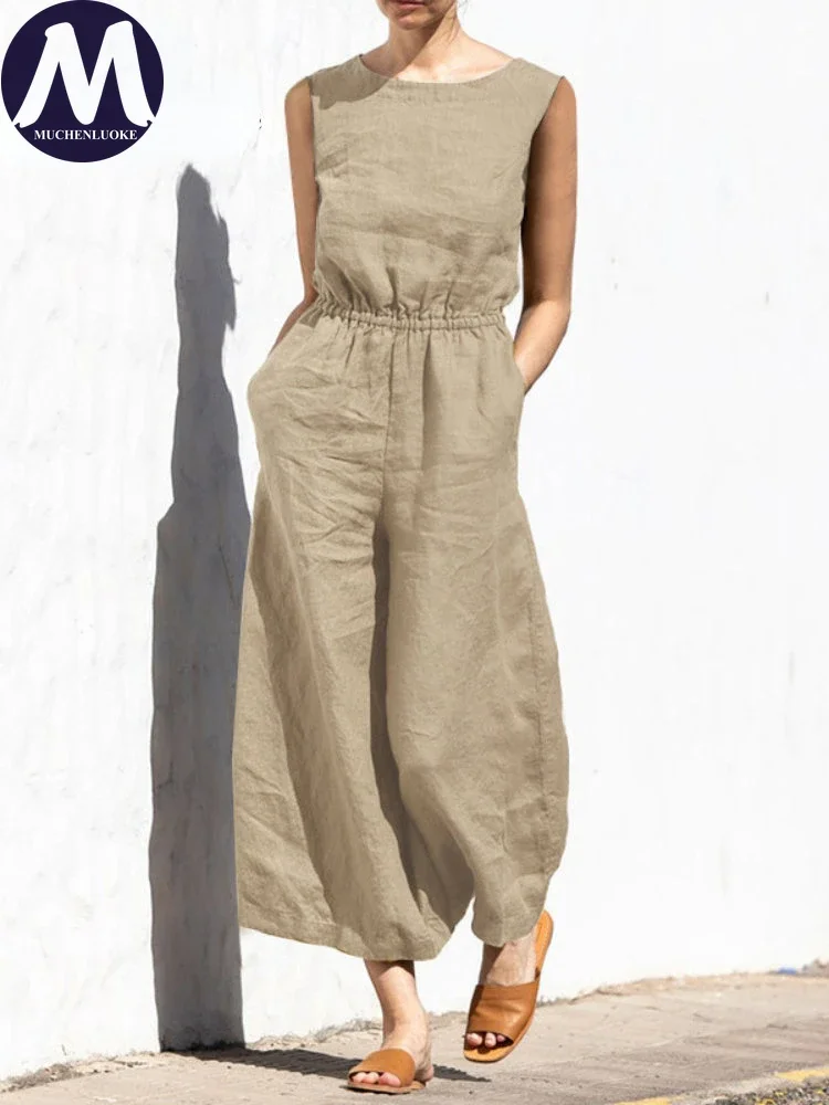 

Jumpsuits for Women Summer Solid Short Sleeve Long Jumpsuit Fashion Casual High Waisted Loose Wide Leg Pants Women's Clothing