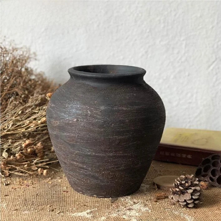 

Retro Handmade Rough Cercs Flower Vase Dry Flower Pot Hotel Soft Decoration Floral Arrangement Cerc Jar Home Decor