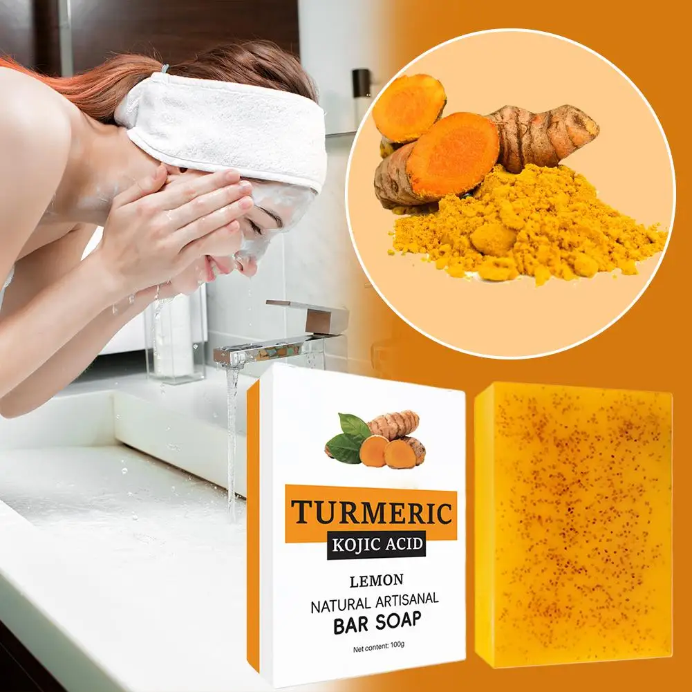 手作りターメリック石鹸ボディクリーニング美白ダーククレンザーボディブライトニングスキンケア脇の下脚石鹸フェイスソープテンダ L7A4