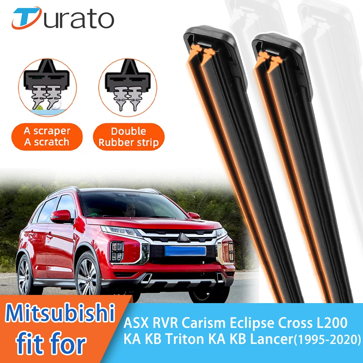 For Mitsubishi ASX RVR Carism Eclipse Cross L200 Triton Front Windscreen Wipers Double Rubber Car Wiper Blades Car Accessories