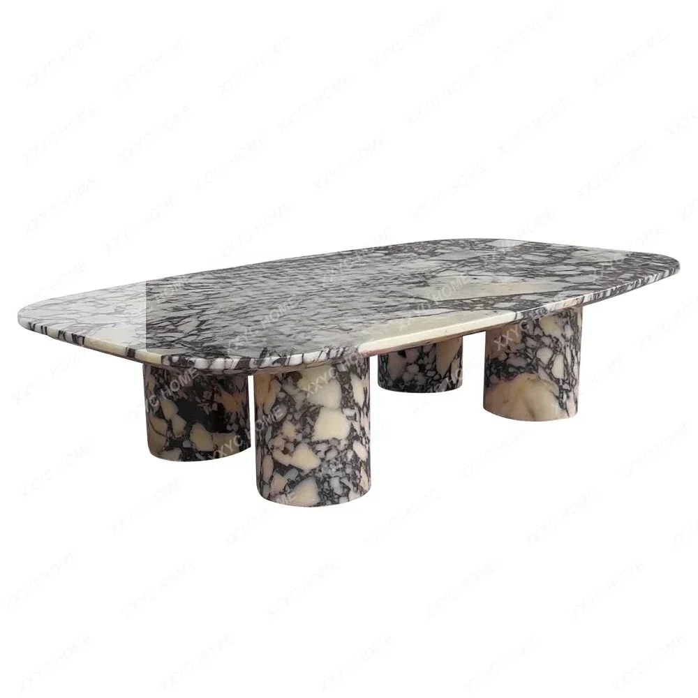 A Turkish marble coffee table simple Italian soft decoration living room decoration bedroom bed and breakfast furniture