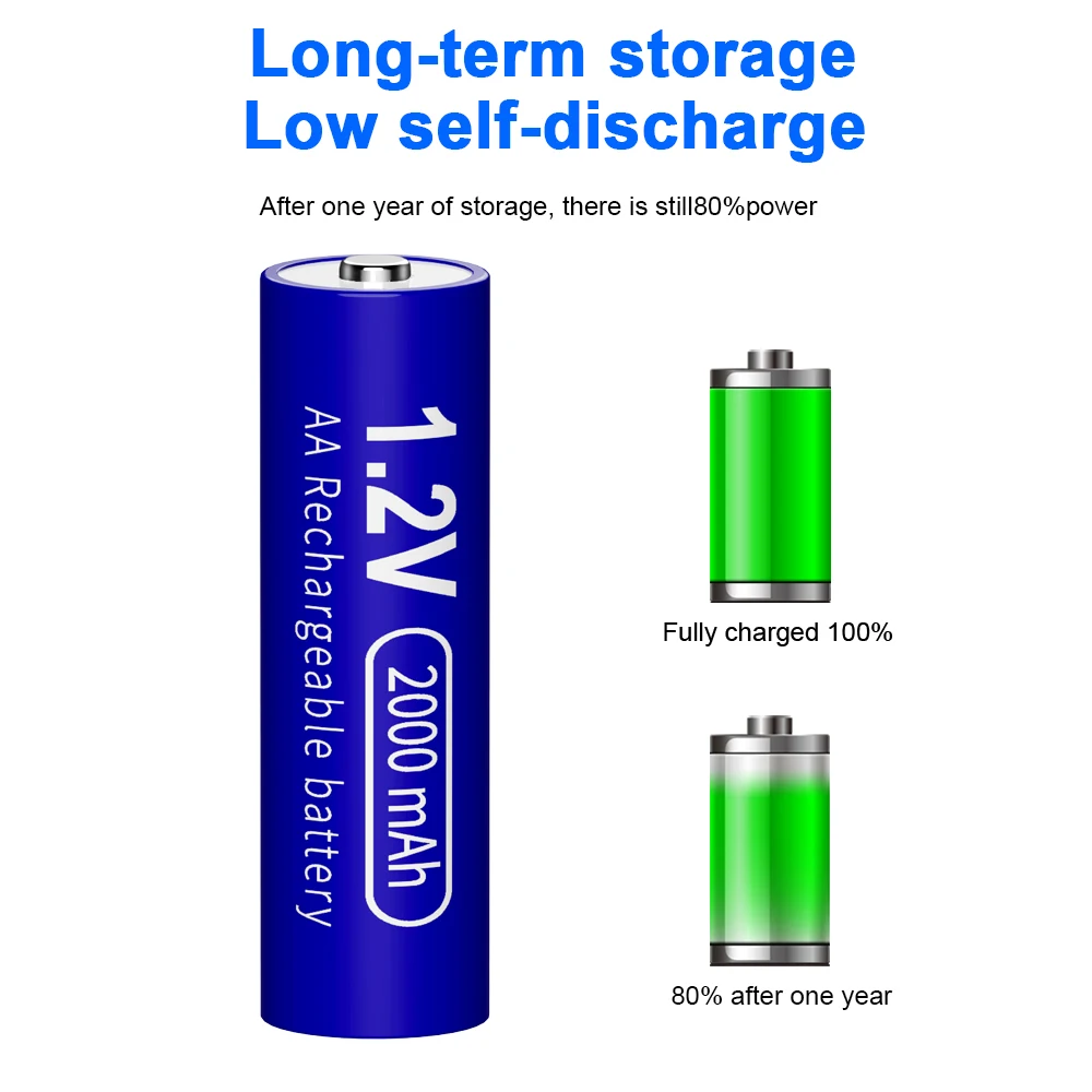 2-8 قطعة R7 1.2 فولت AA بطارية قابلة للشحن 2000 مللي أمبير ni-mh قابلة للشحن aa بطارية للكاميرا لعبة بطاريات السيارات