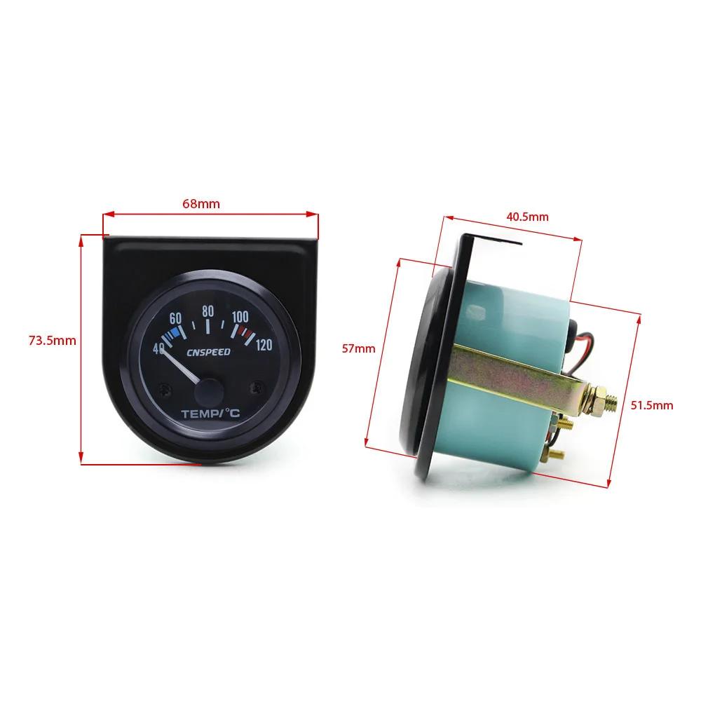 12 فولت 2 بوصة 52 مللي متر مقياس درجة حرارة الماء المبرد للسيارة 40 ℃ -120 ℃   مؤشر مقياس تلقائي أبيض LED الخلفية متر مع مستشعر درجة حرارة الماء