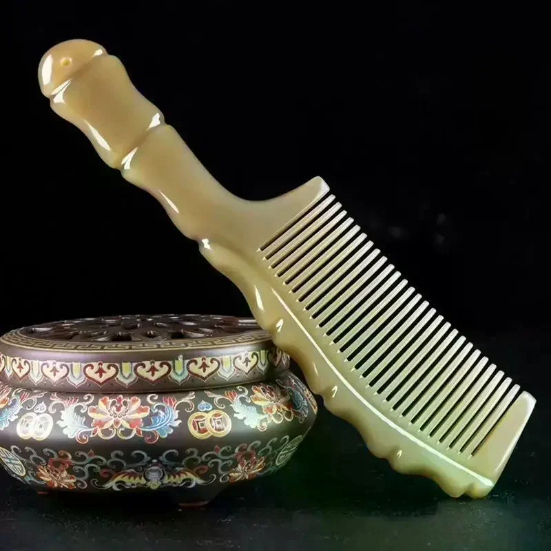Natural Ox Horn Comb Detangling Comb Fine Teeth Anti Static Massage Hair Comb Reduces Hair Breakage & Hair Lossand Protect Scalp