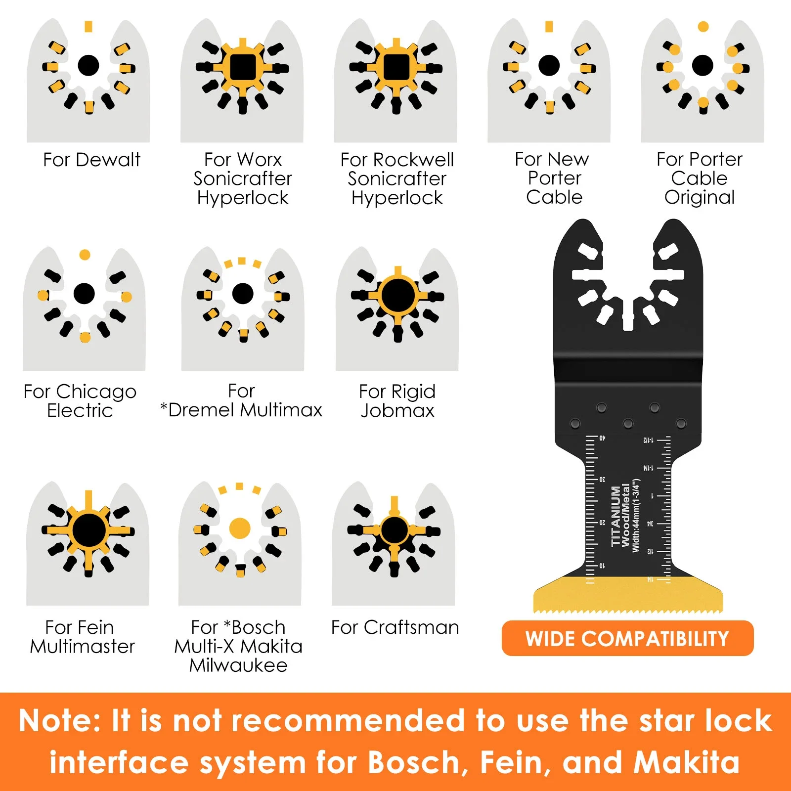 4Pcs Titanium Bi-Metal Oscillating Saw Blades Set Durable Standard Extra Long and Extra Wide Oscillating Multitool Blades