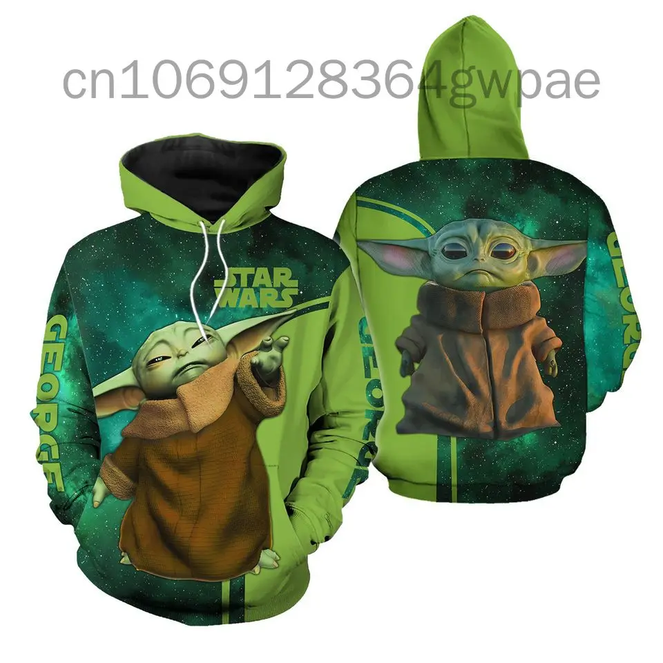 2024 Disney 3D Hoodie Men\'s Women\'s Fashion Oversized Sweatshirt Crossover SW Stitch Baby Yoda Black Blue Green Hoodie 2022