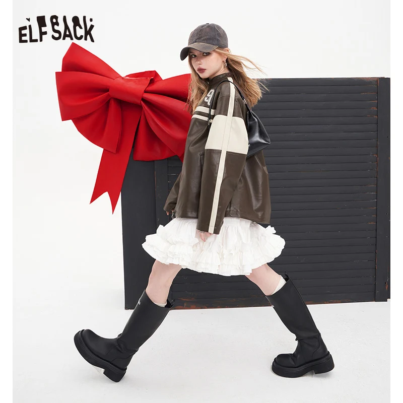 Elfsack-レディースレザージャケット、カジュアルウェア、スプリング、新品、2022