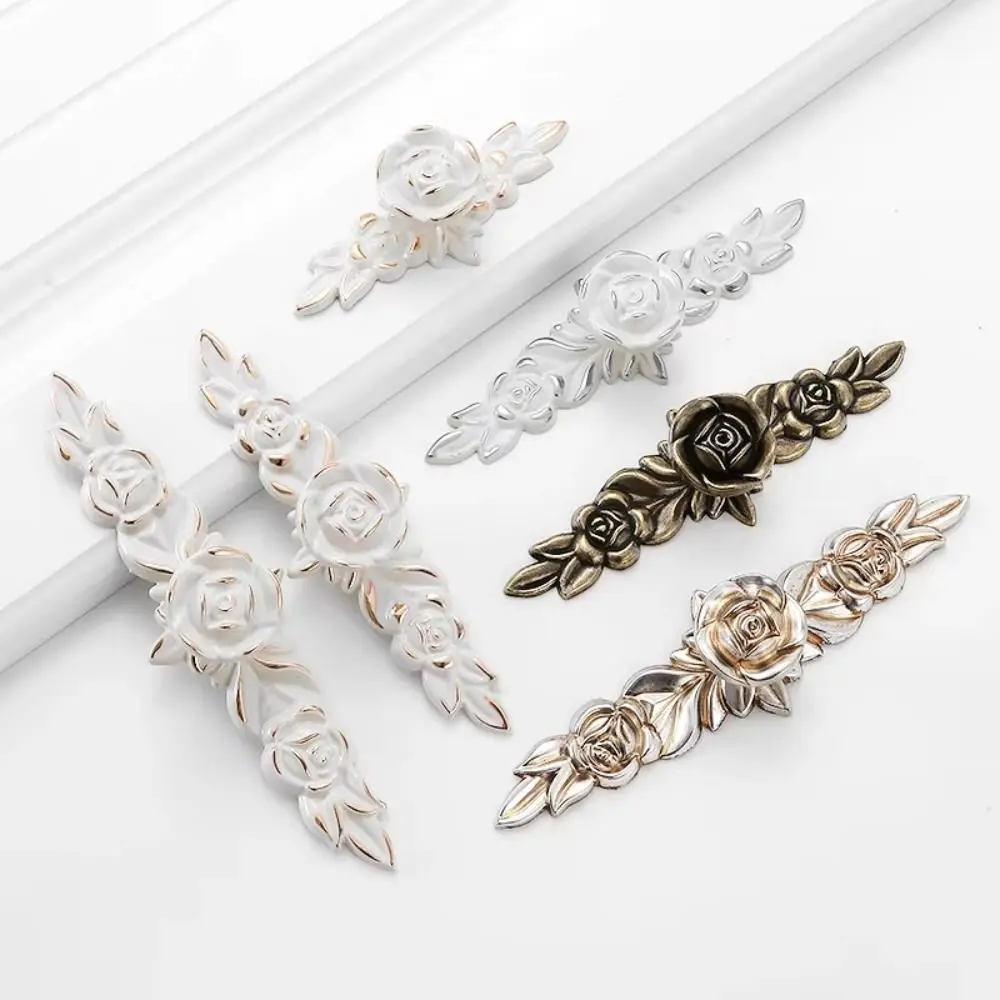 Antique Style European Rose Style Cabinet Handles Zinc Alloy Bronze Finish Drawer Knobs Wardrobe Pulls Furniture Hardware