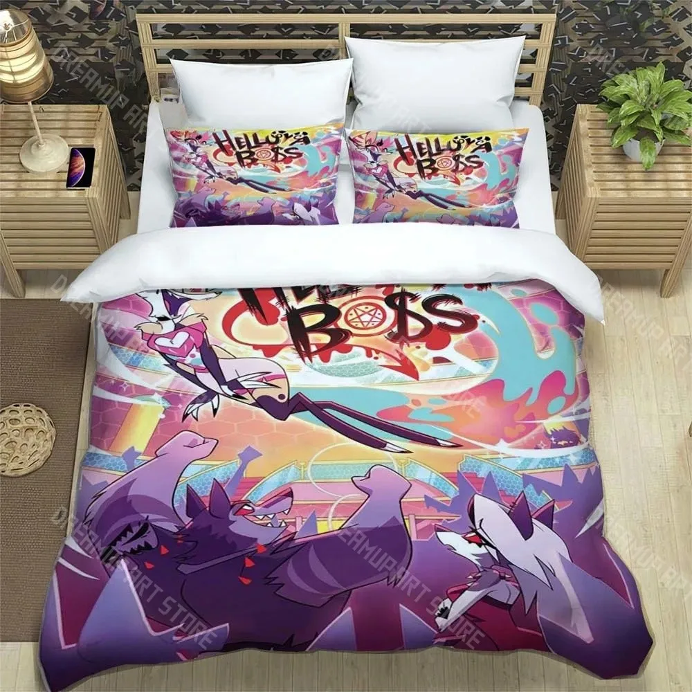 3D Printed Helluva Boss Comedy Cartoon Bedding Set for Boys Girls Duvet Cover Twin Queen King Full Single Double Sizes