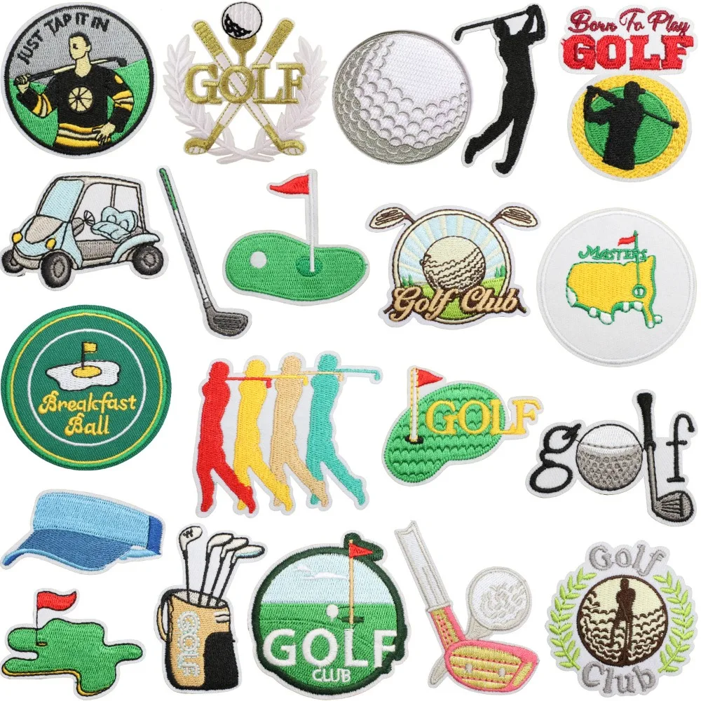 

Sports Embroidery Patch Golf Cartoon Sunshade Ball Cap Stickers Decorative Iron on Patches for Clothes Appliques for Clothing