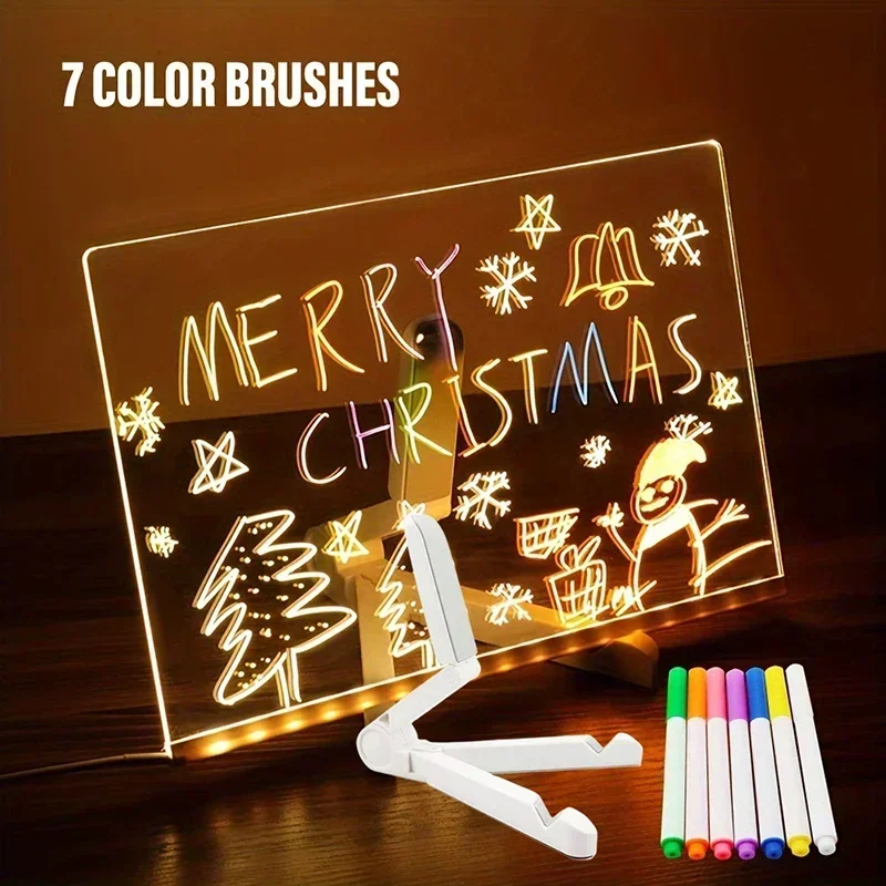 Creative Message Note Board LED Lamp Erasable USB Children‘s Drawing Board Bedroom Night Light Kids New Year Gift