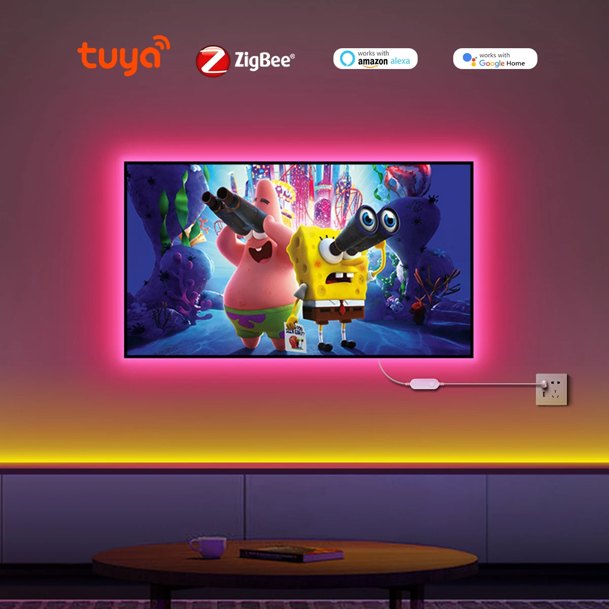 زيجبي 3.0 تويا سمارت 5 فولت USB RGB COB LED قطاع ضوء 576 المصابيح/م عكس الضوء التحكم الصوتي العمل مع أليكسا صدى جوجل مساعد المنزل