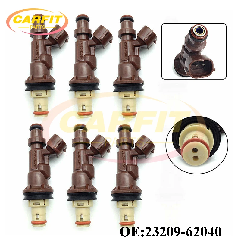 

6PCS New OEM 23209-62040 23250-62040 Fuel Injector Nozzle For Toyota Tacoma Tundra 4Runner 3.4L HILUX LAND CRUISER Auto Parts