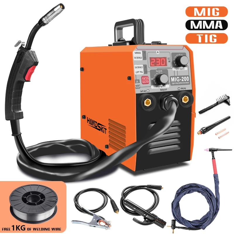 Mig Welder Tig Arc 220V Mig 200 Welding Machine 0.8 Flux-cored 1.0 LIFT TIG Synergy Control 3 in 1 Portable Machine