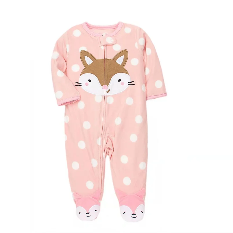 Newborn Baby Romper Pajamas Fall/Winter 2023 Fleece Warm Cartoon Baby Boy Jumpsuit Full Footed Bebe Girl Pjms