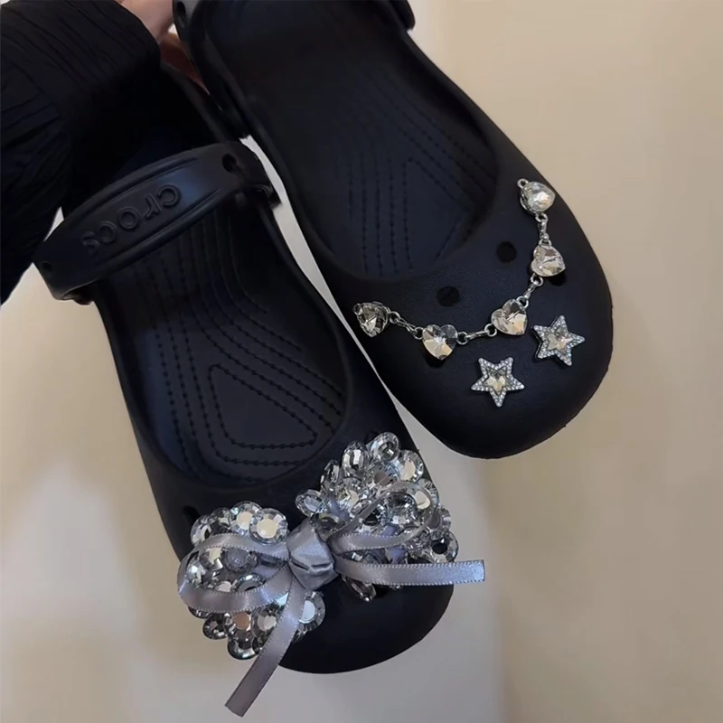 Rhinestone Shoe Charms Set, Pearl & Crystal Flower Decorations, Luxury Shoe Accessories DIY Clog Charm Gifts